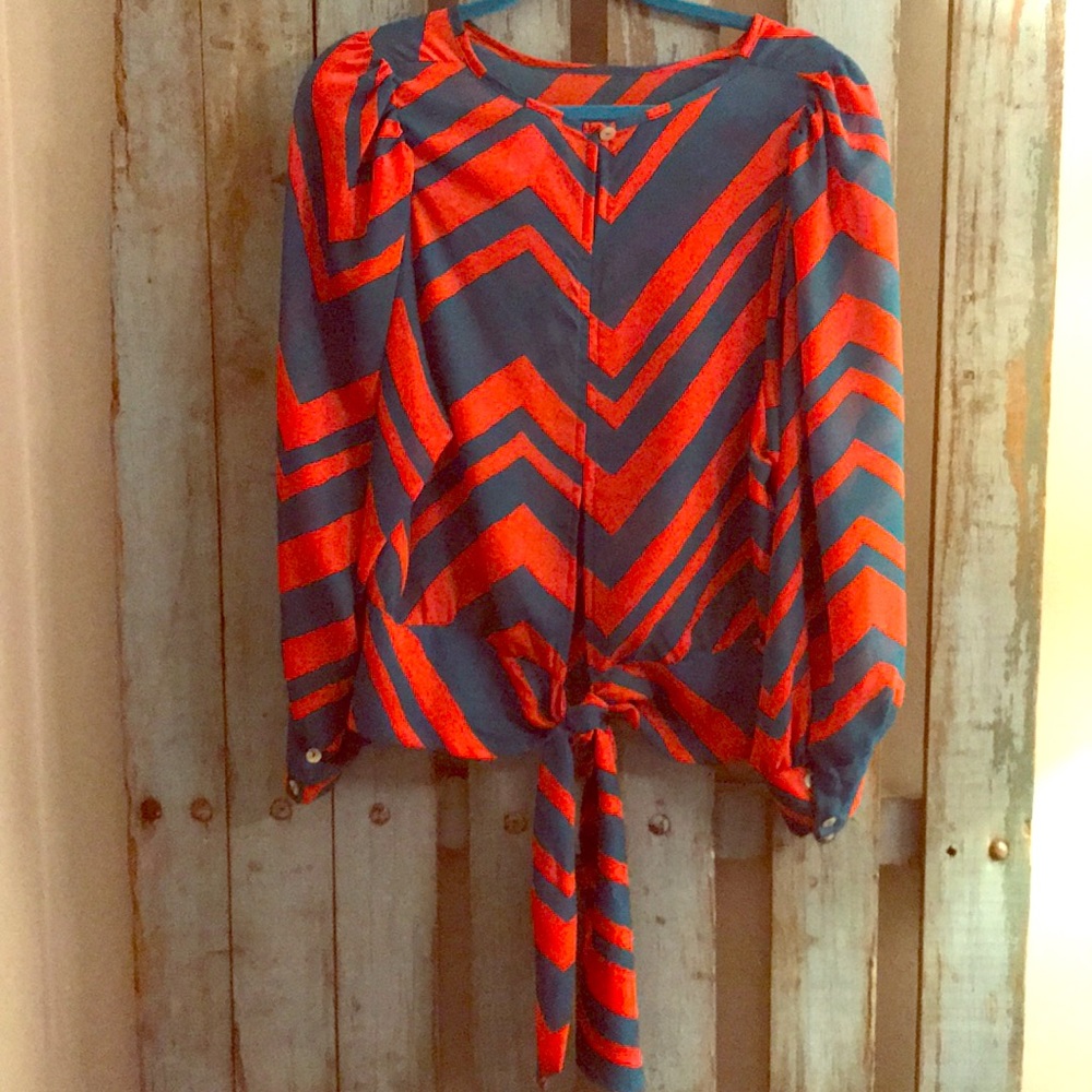 2 Hearts bell sleeve/open back tie blouse